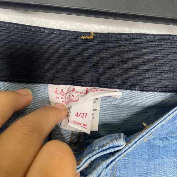 Isabel Maternity Womens Shorts Size 27 Denim Blue Light Wash Midi Jean - Picture 4 of 12